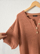 Terracotta Waffle Henley Top (M)