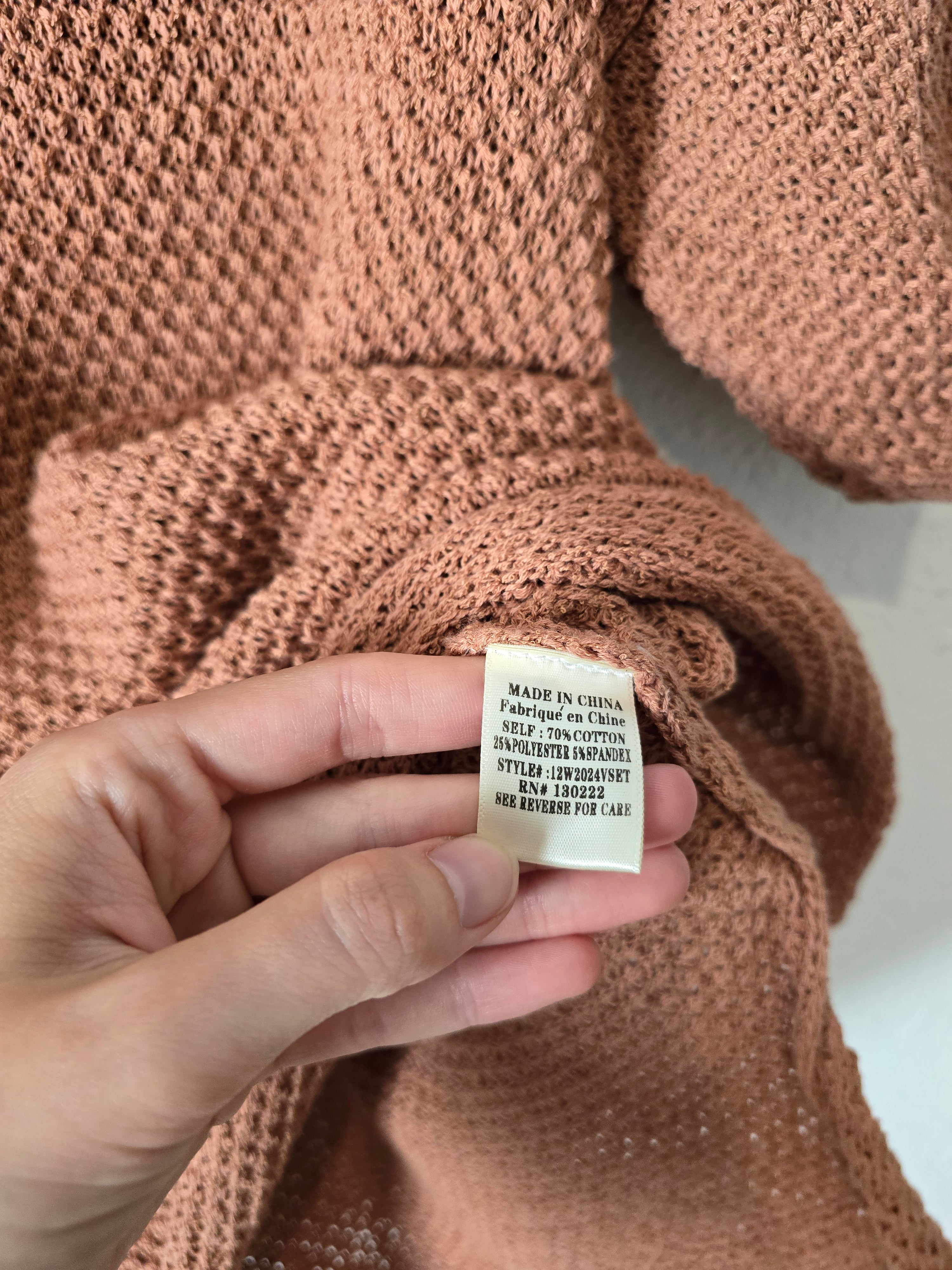 Terracotta Waffle Henley Top (M)