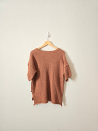 Terracotta Waffle Henley Top (M)