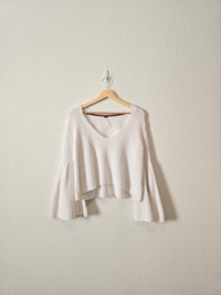 Free People White Bell Sleeve Sweater (S)