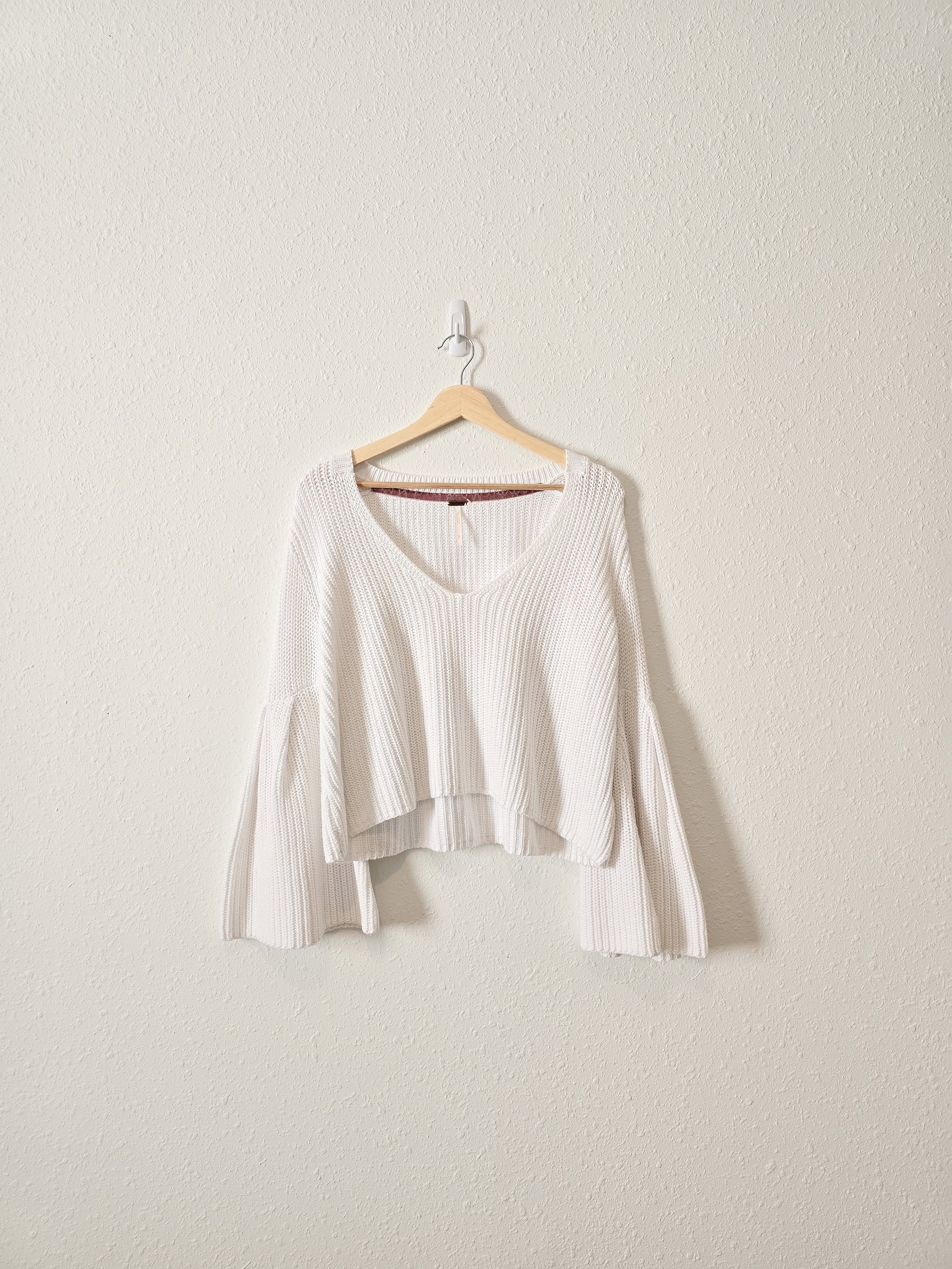 Free People White Bell Sleeve Sweater (S)