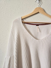 Free People White Bell Sleeve Sweater (S)