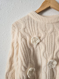 Floral Chunky Knit Sweater (S)