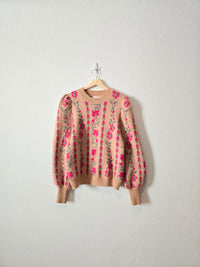 Entro Floral Puff Sleeve Sweater (M)