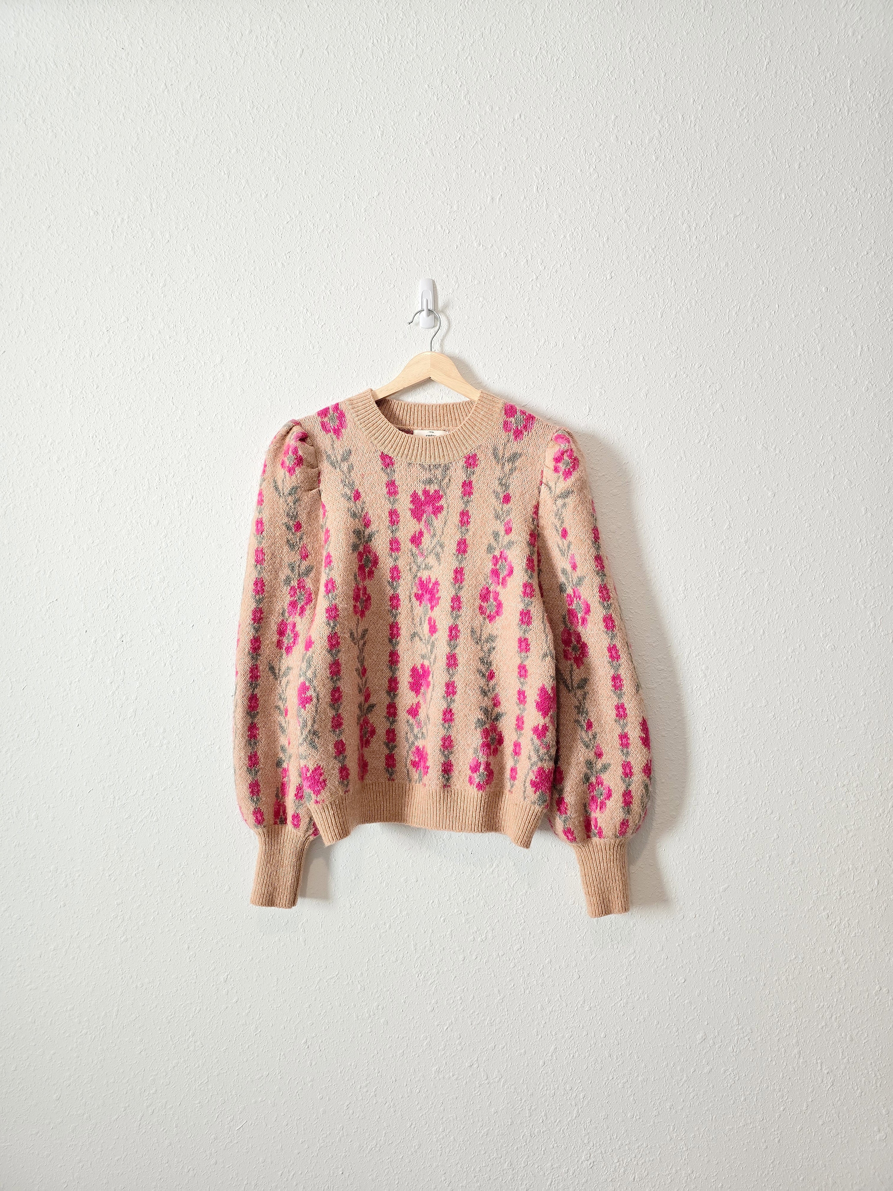 Entro Floral Puff Sleeve Sweater (M)