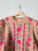 Entro Floral Puff Sleeve Sweater (M)