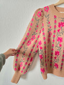 Entro Floral Puff Sleeve Sweater (M)