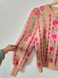 Entro Floral Puff Sleeve Sweater (M)