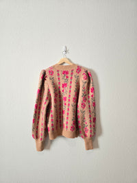 Entro Floral Puff Sleeve Sweater (M)