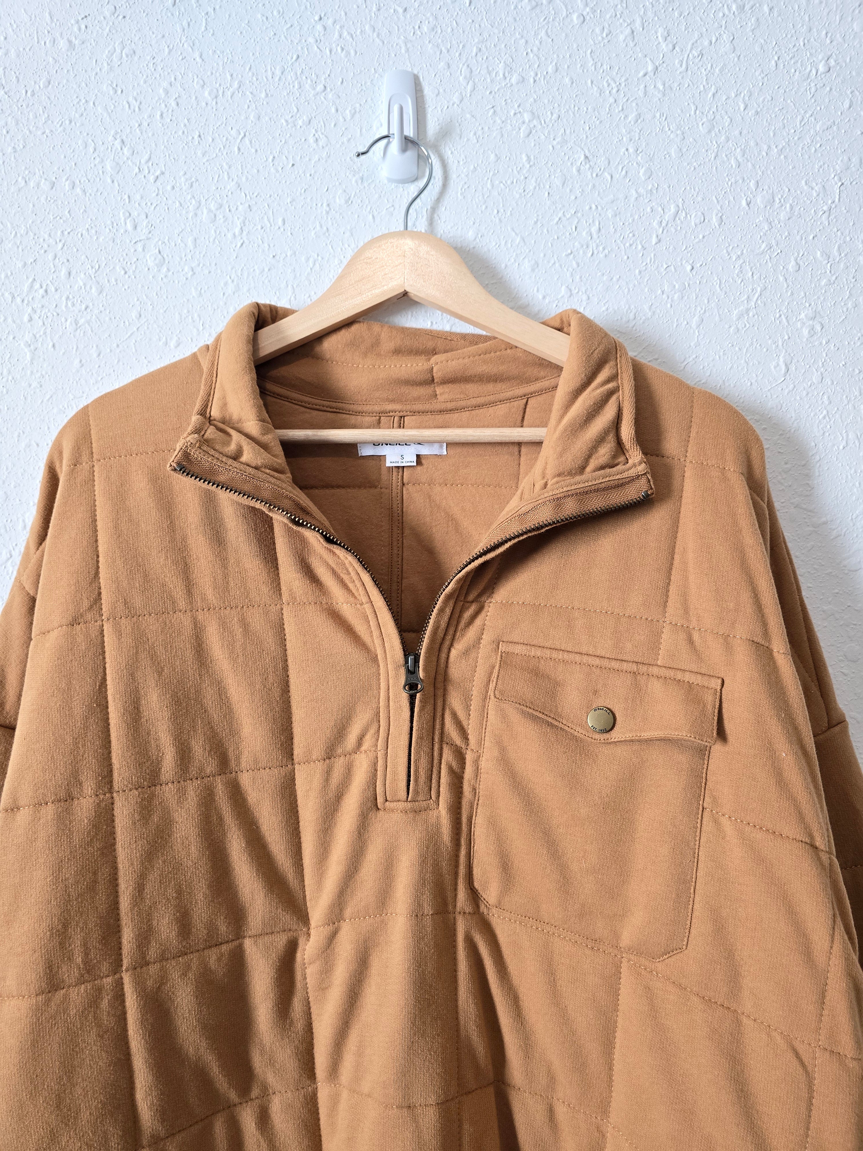 Camel Quilted Half Zip Pullover (S)