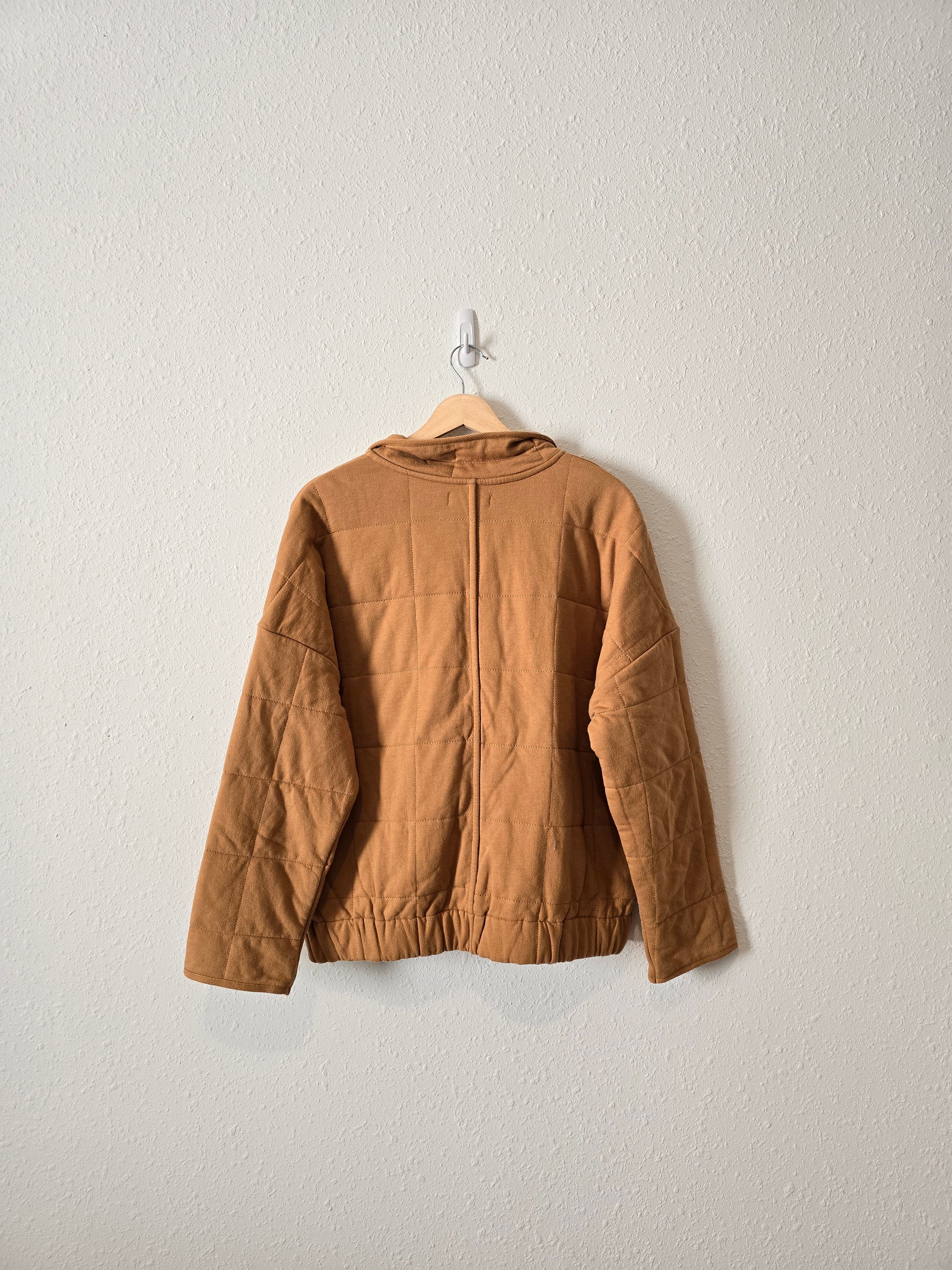 Camel Quilted Half Zip Pullover (S)