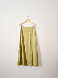 Avocado Linen Maxi Skirt (M)