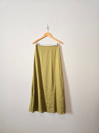 Avocado Linen Maxi Skirt (M)