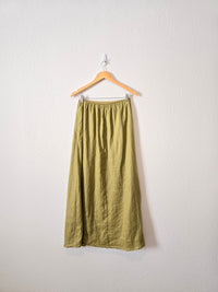 Avocado Linen Maxi Skirt (M)