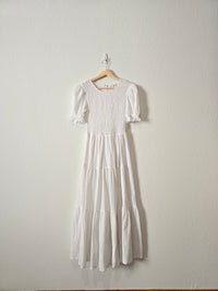 NEW White Smocked Maxi Dress (M)