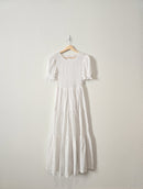 NEW White Smocked Maxi Dress (M)