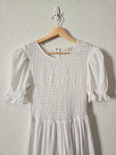 NEW White Smocked Maxi Dress (M)