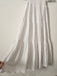 NEW White Smocked Maxi Dress (M)