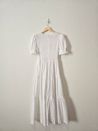 NEW White Smocked Maxi Dress (M)