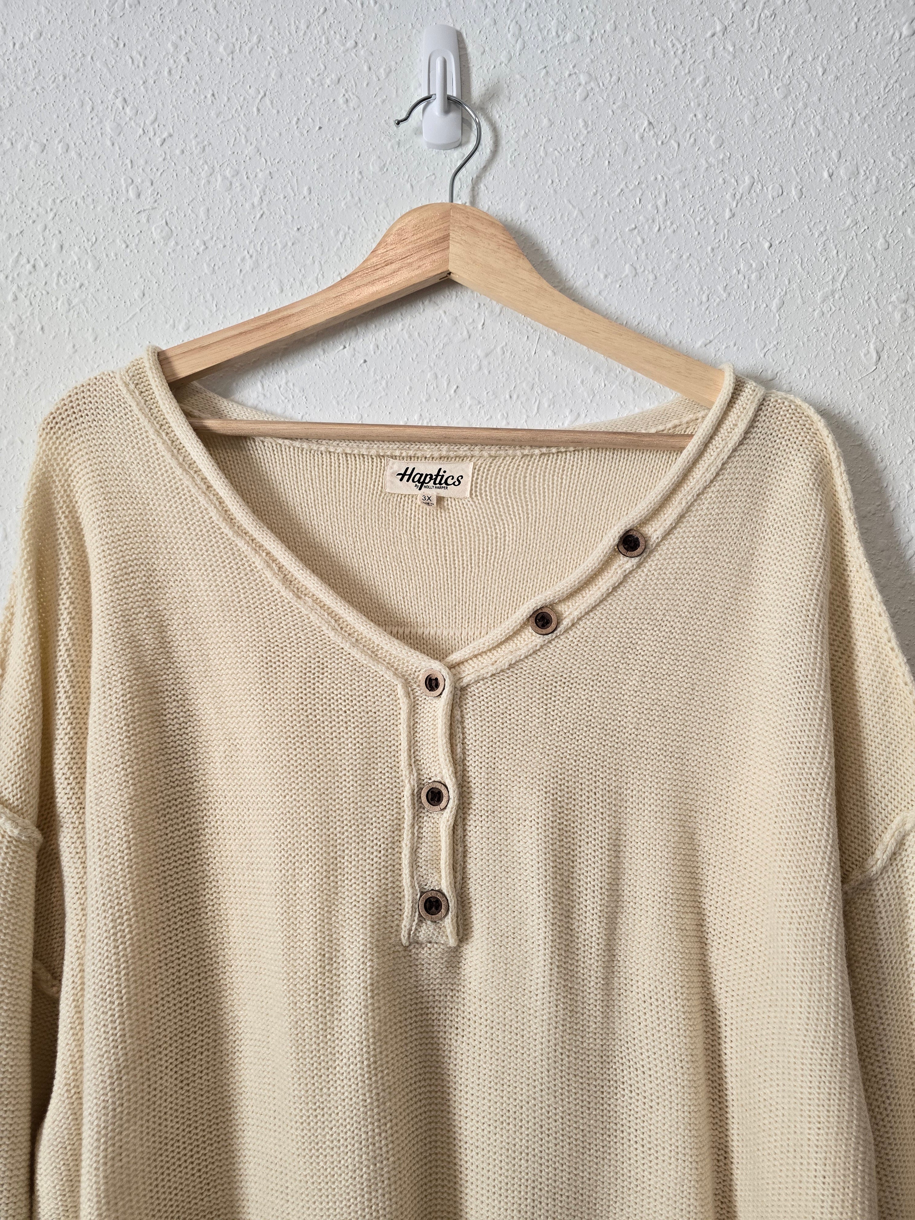 Boutique Knit Henley Sweater (3X)