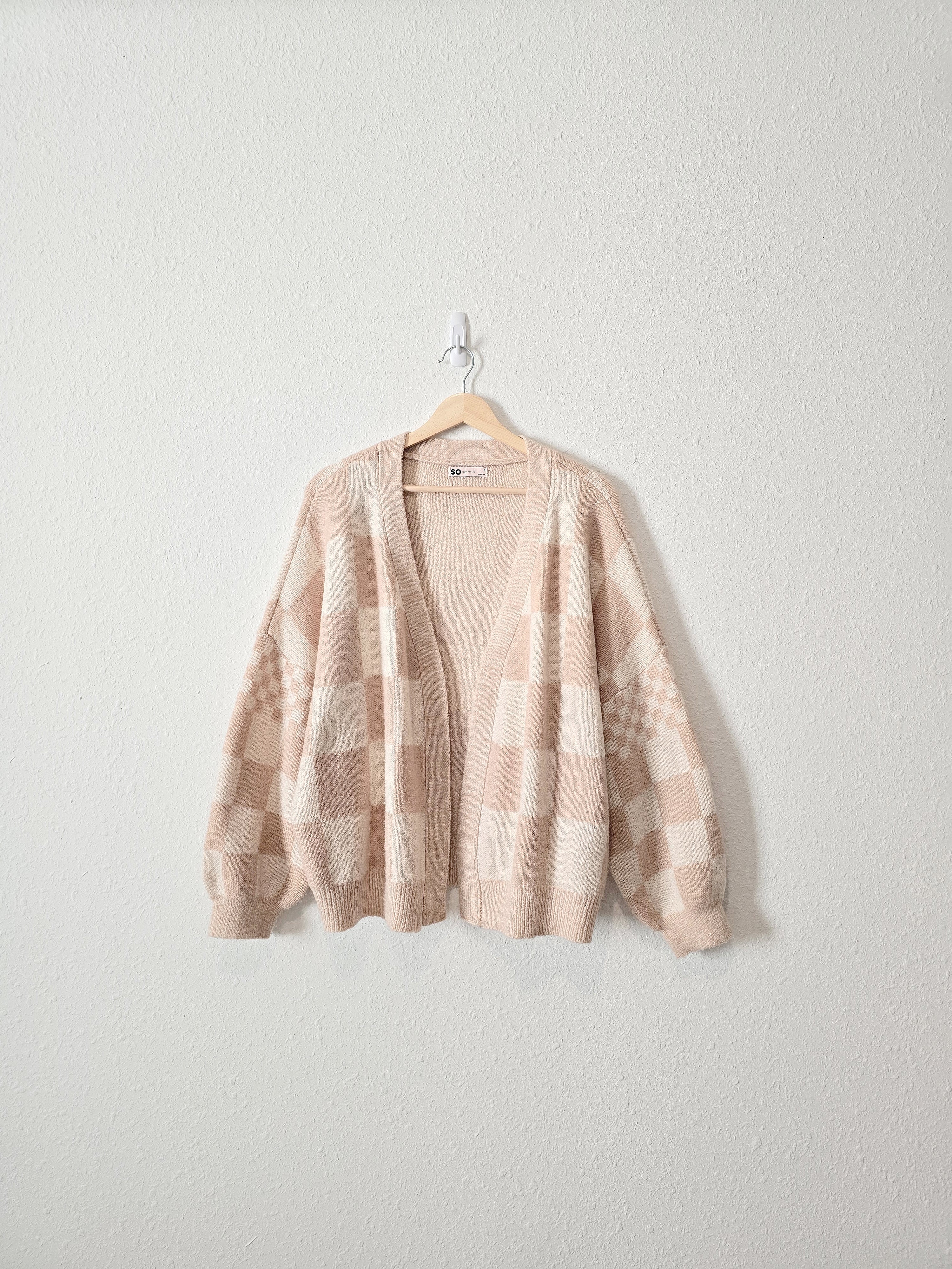 Blush Checkered Cardigan (S)