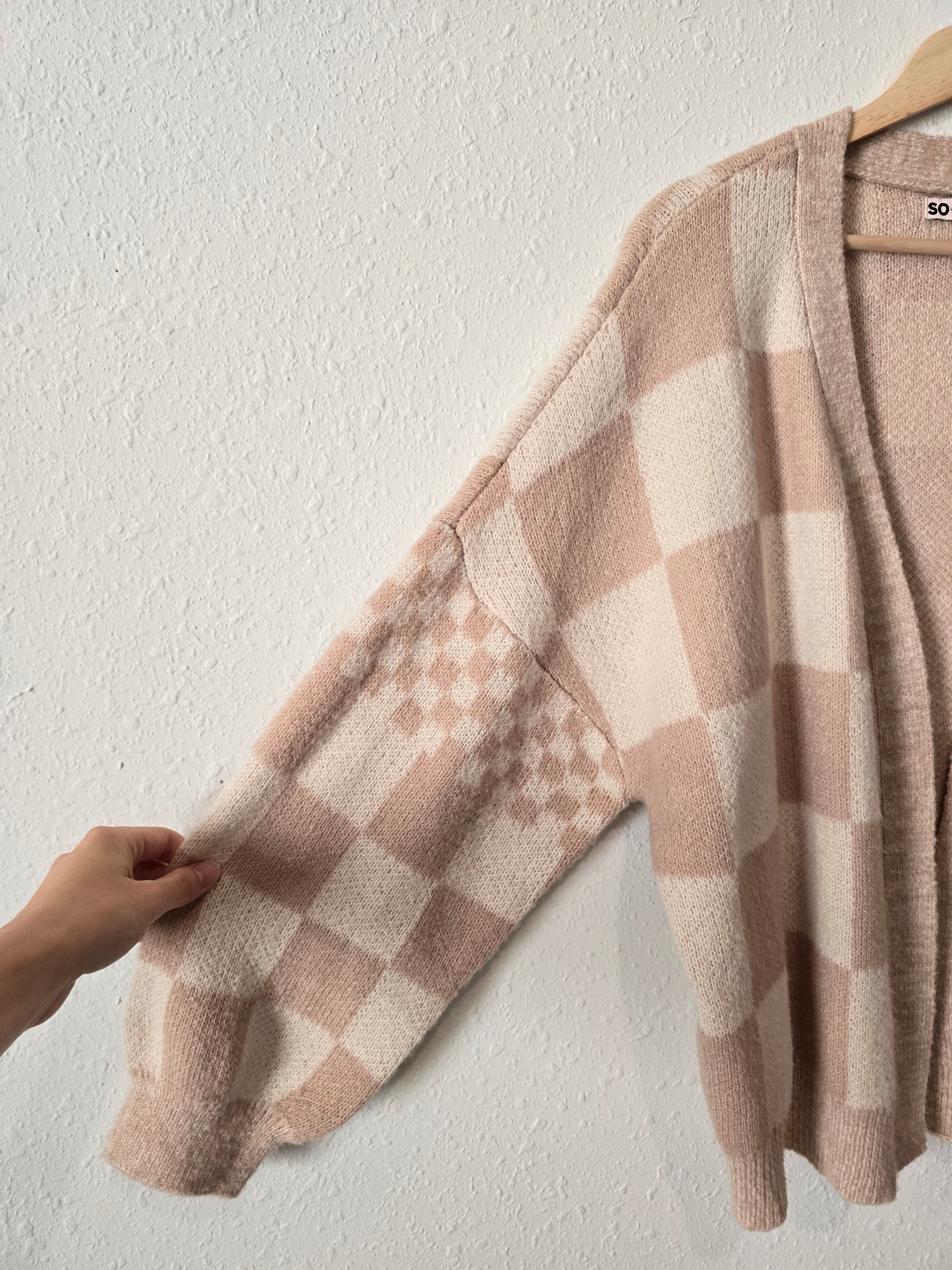 Blush Checkered Cardigan (S)