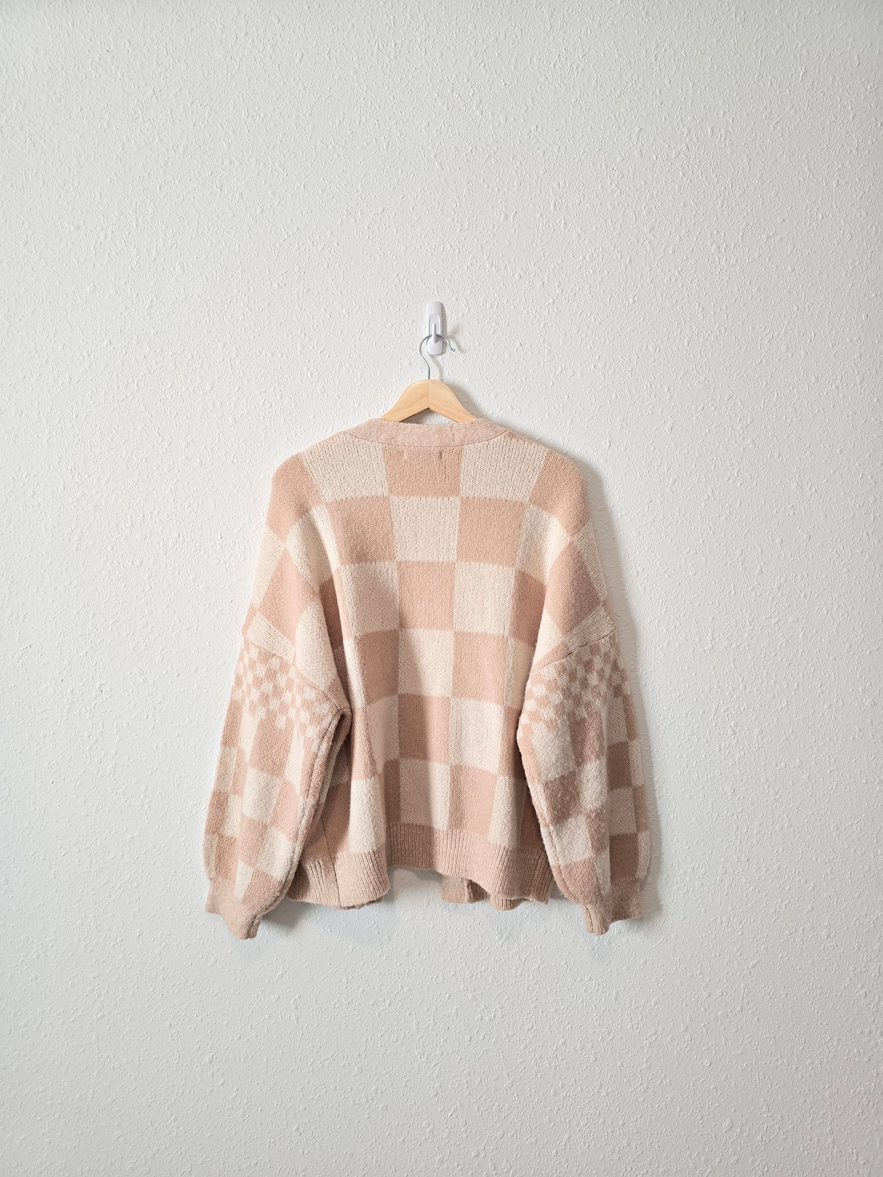 Blush Checkered Cardigan (S)