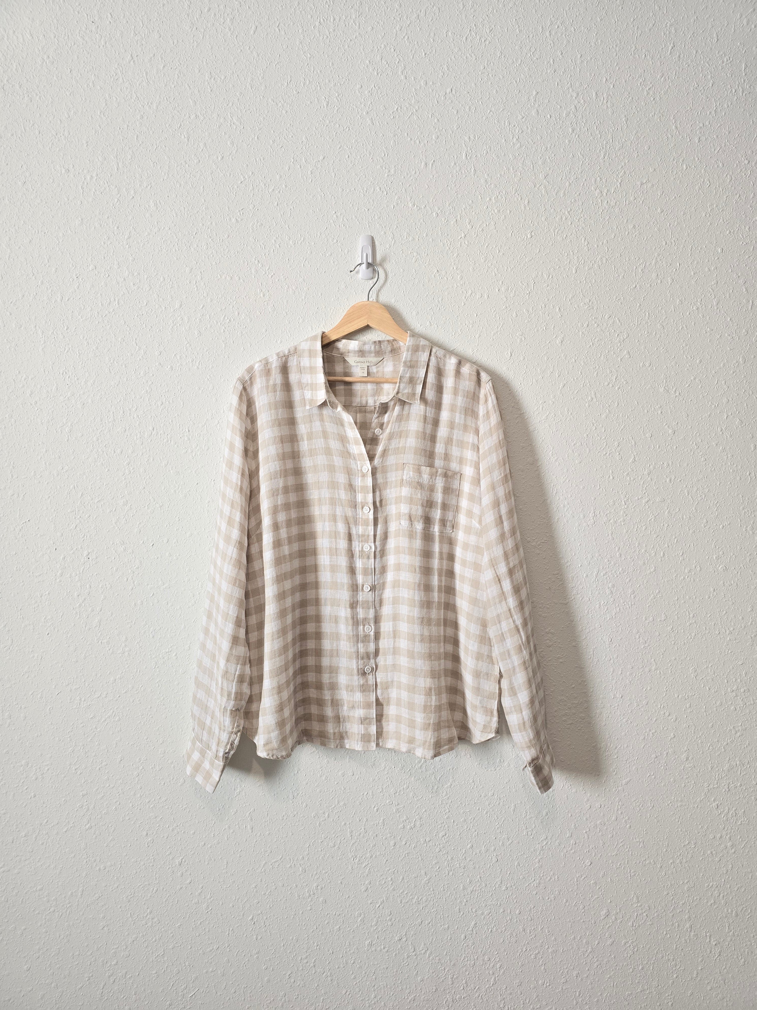 Garnet Hill Gingham Linen Button Up (14)