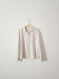 Garnet Hill Gingham Linen Button Up (14)