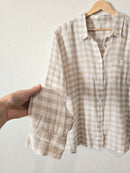 Garnet Hill Gingham Linen Button Up (14)