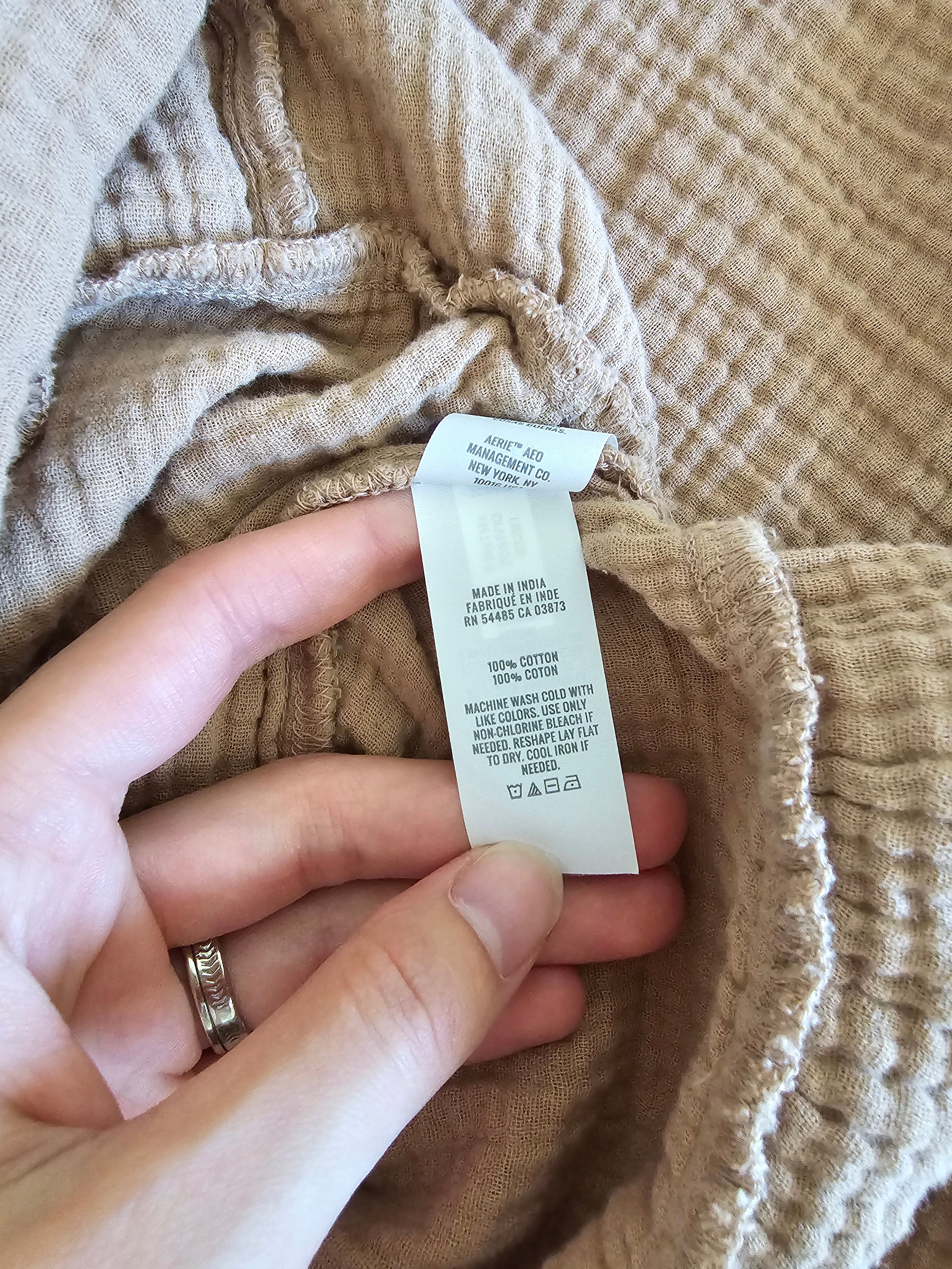 Aerie Tan Gauze Mini Dress (XS)