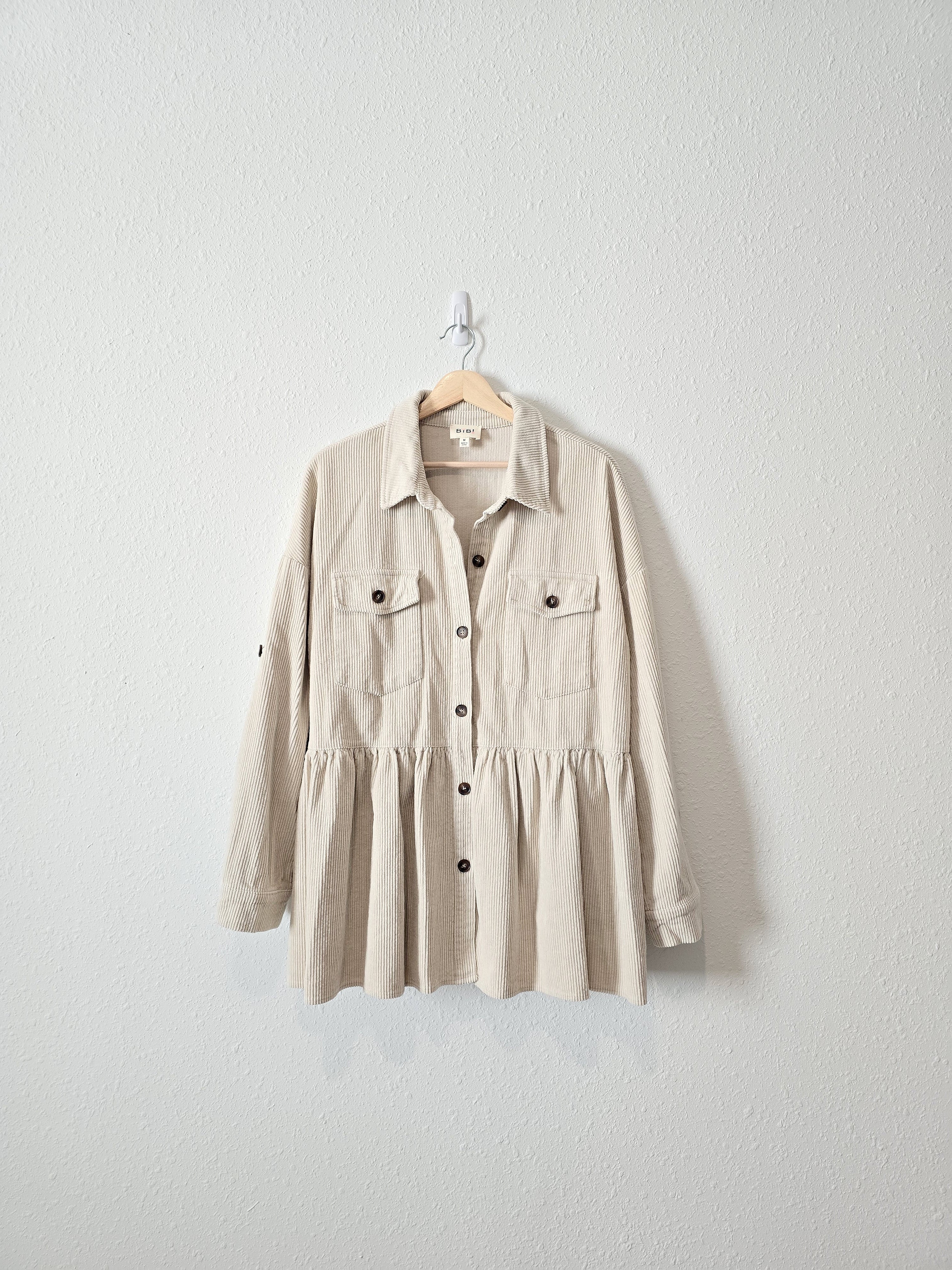 Babydoll Cord Button Up Shacket (M)