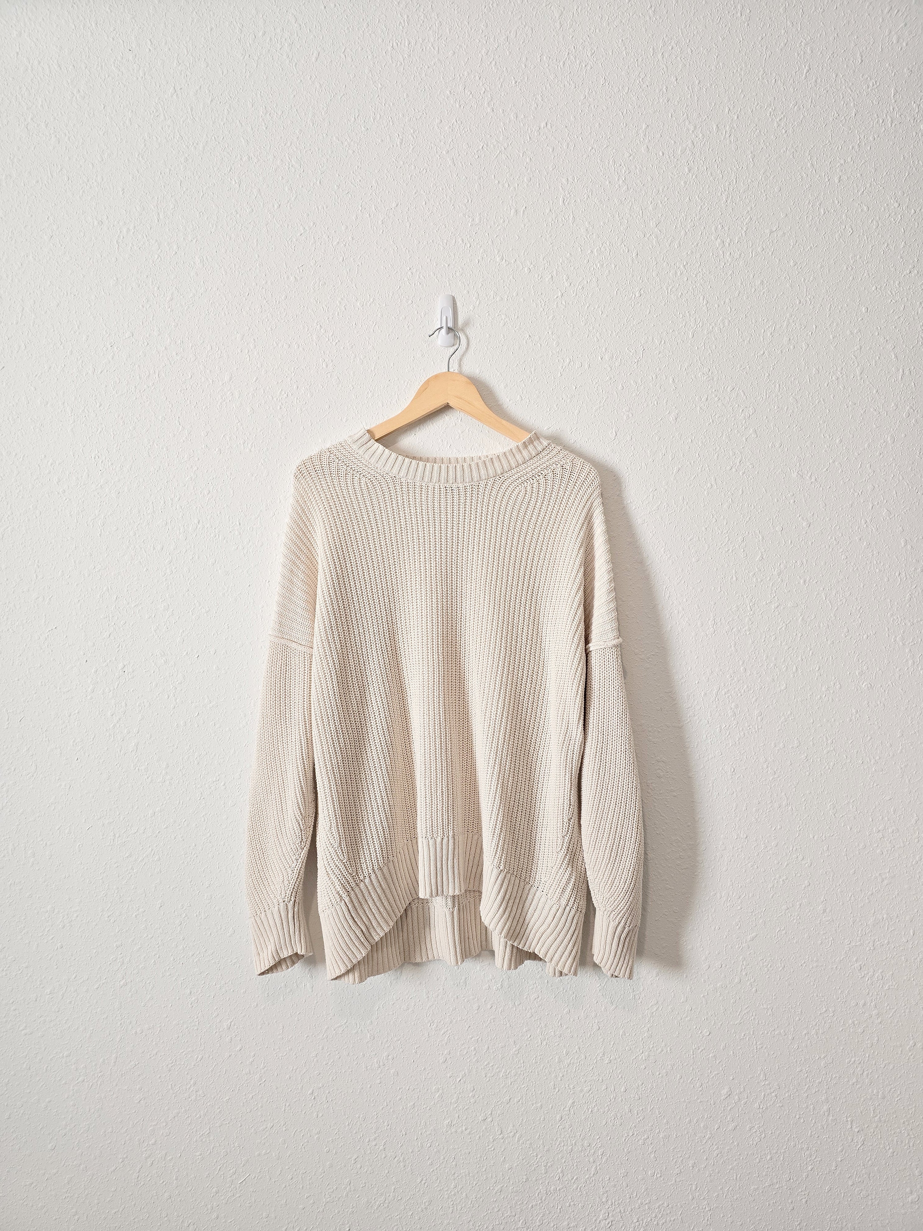 Cream Oversized Knit Sweater (M)