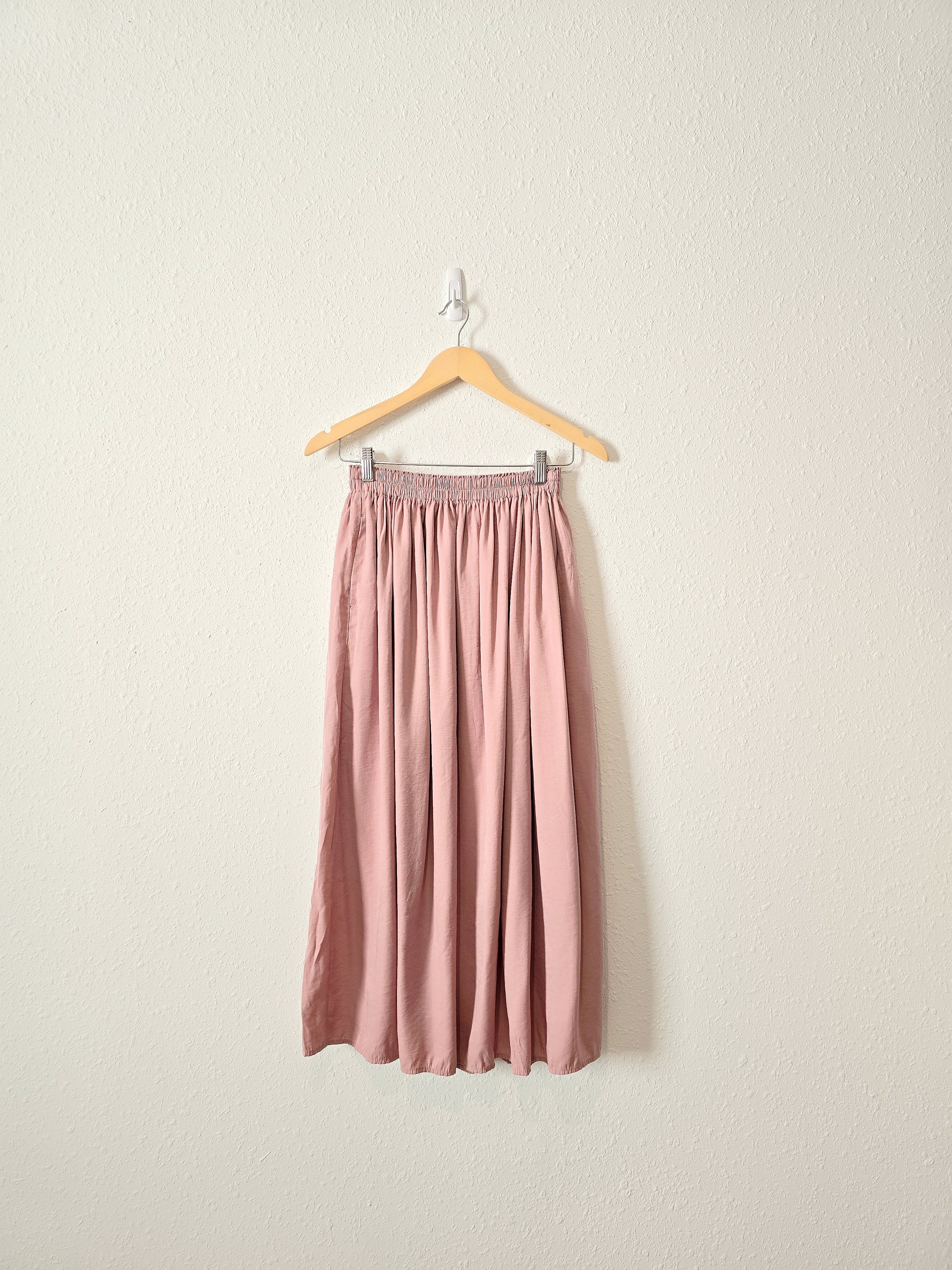 Rose Satin Midi Skirt (XS)