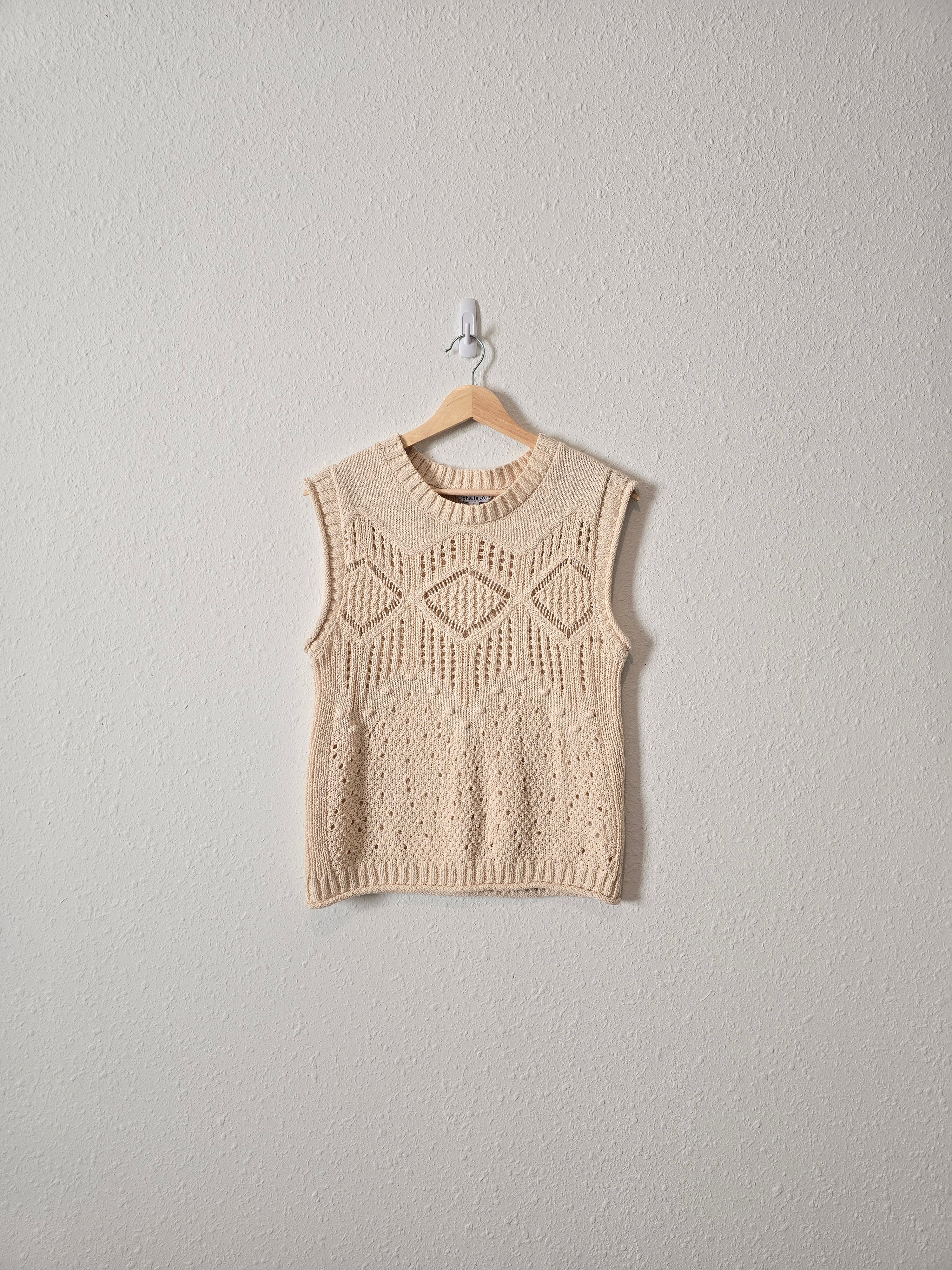 Cream Textured Knit Sweater Tank (S)