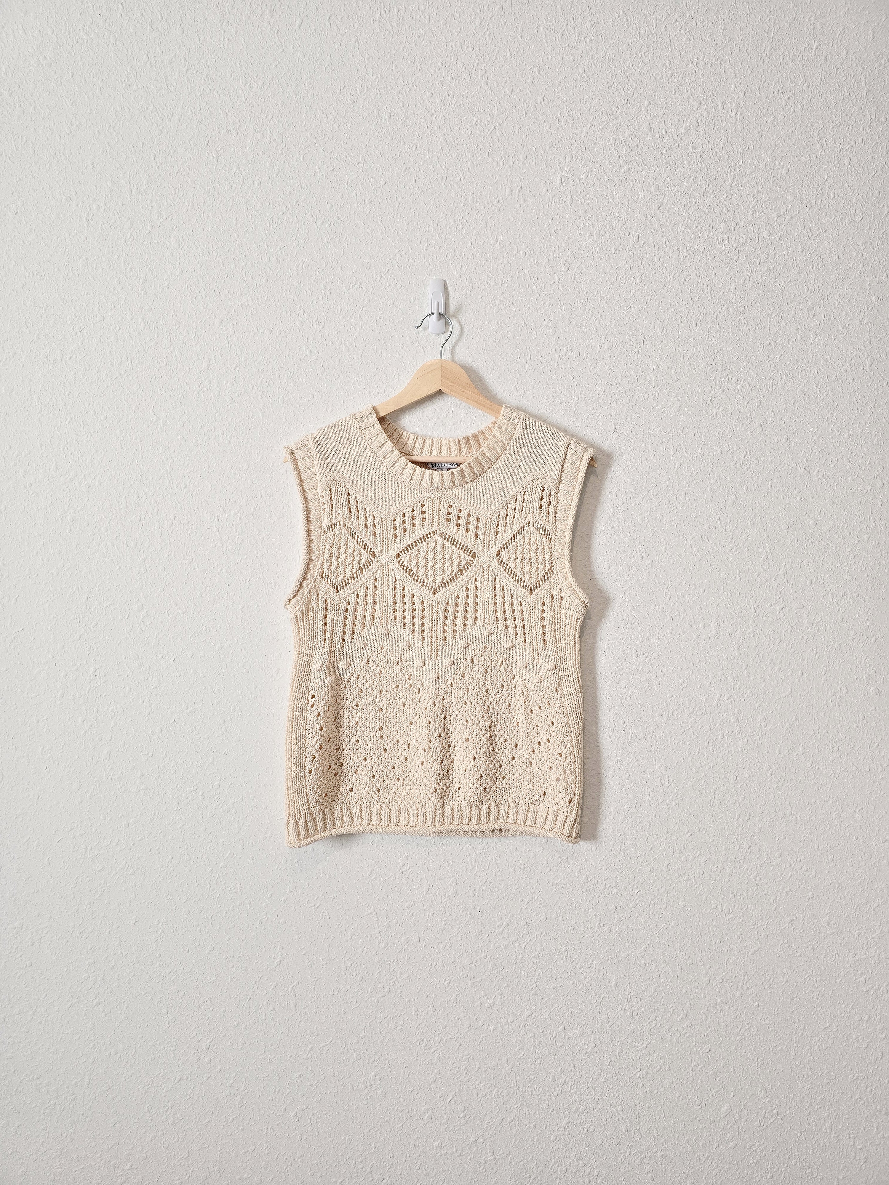 Cream Textured Knit Sweater Tank (S)