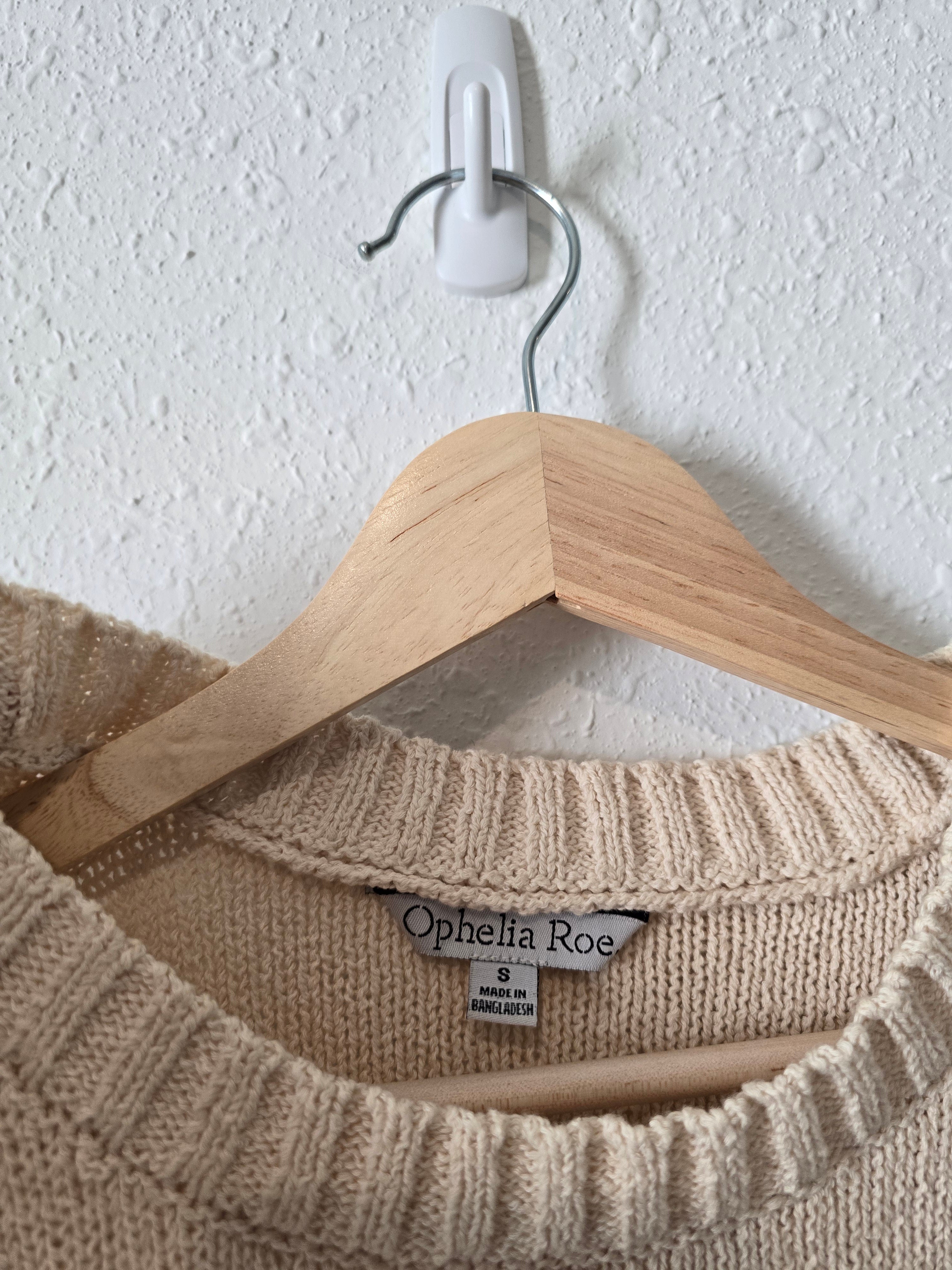 Cream Textured Knit Sweater Tank (S)