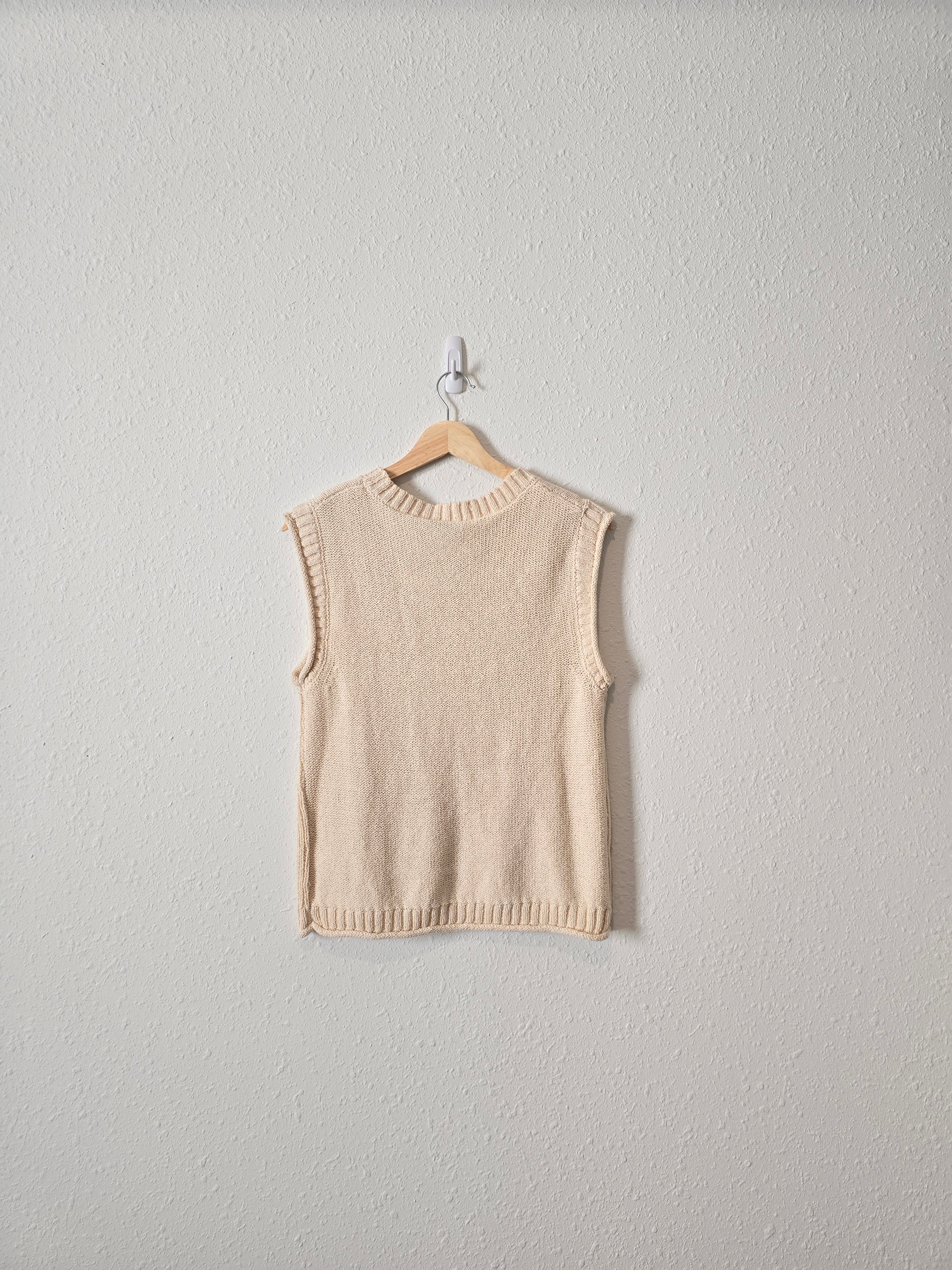 Cream Textured Knit Sweater Tank (S)