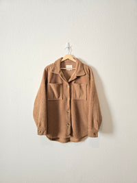 Brown Sherpa Button Up Shacket (S)