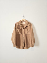 Brown Sherpa Button Up Shacket (S)