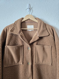 Brown Sherpa Button Up Shacket (S)