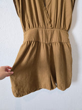 Load image into Gallery viewer, Zara Olive Linen Blend Romper (L)
