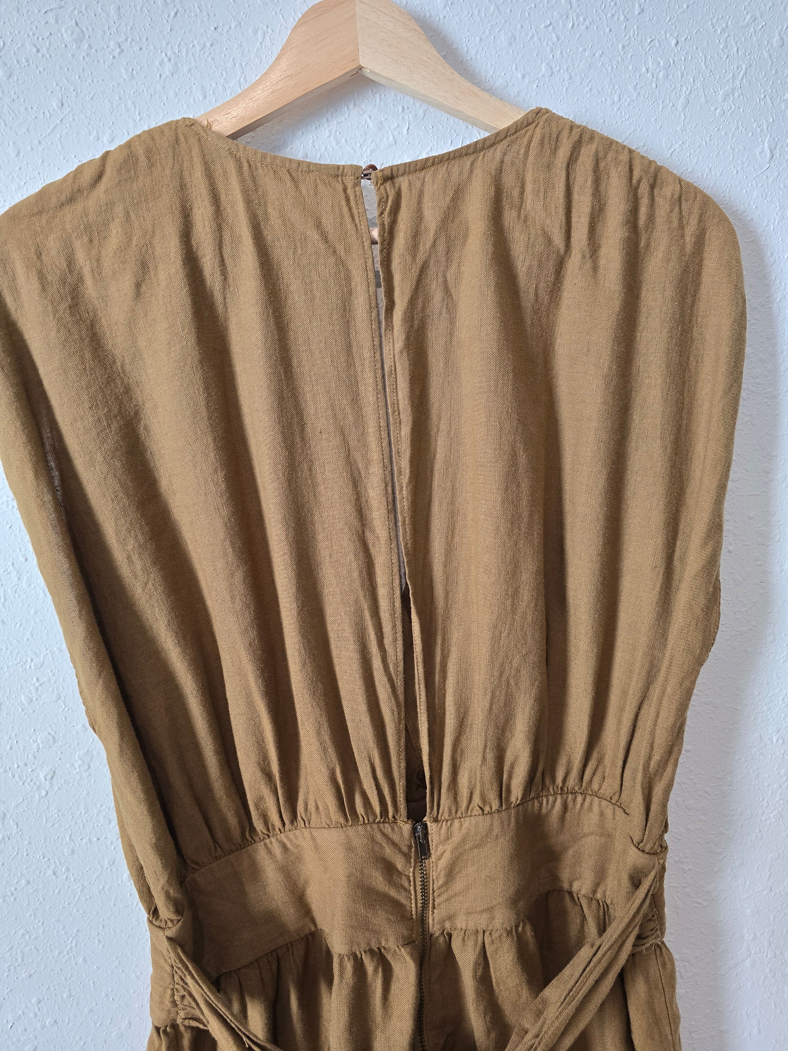 Zara Olive Linen Blend Romper (L)