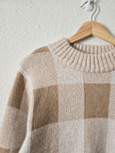 Neutral Checkered Knit Sweater (L)