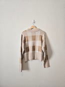 Neutral Checkered Knit Sweater (L)