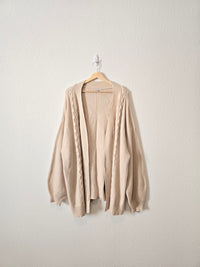 Cable Knit Puff Sleeve Cardigan (3X)