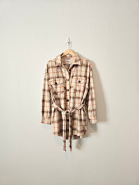 Oat Plaid Button Up Shacket (S)