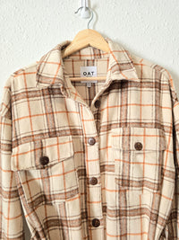 Oat Plaid Button Up Shacket (S)