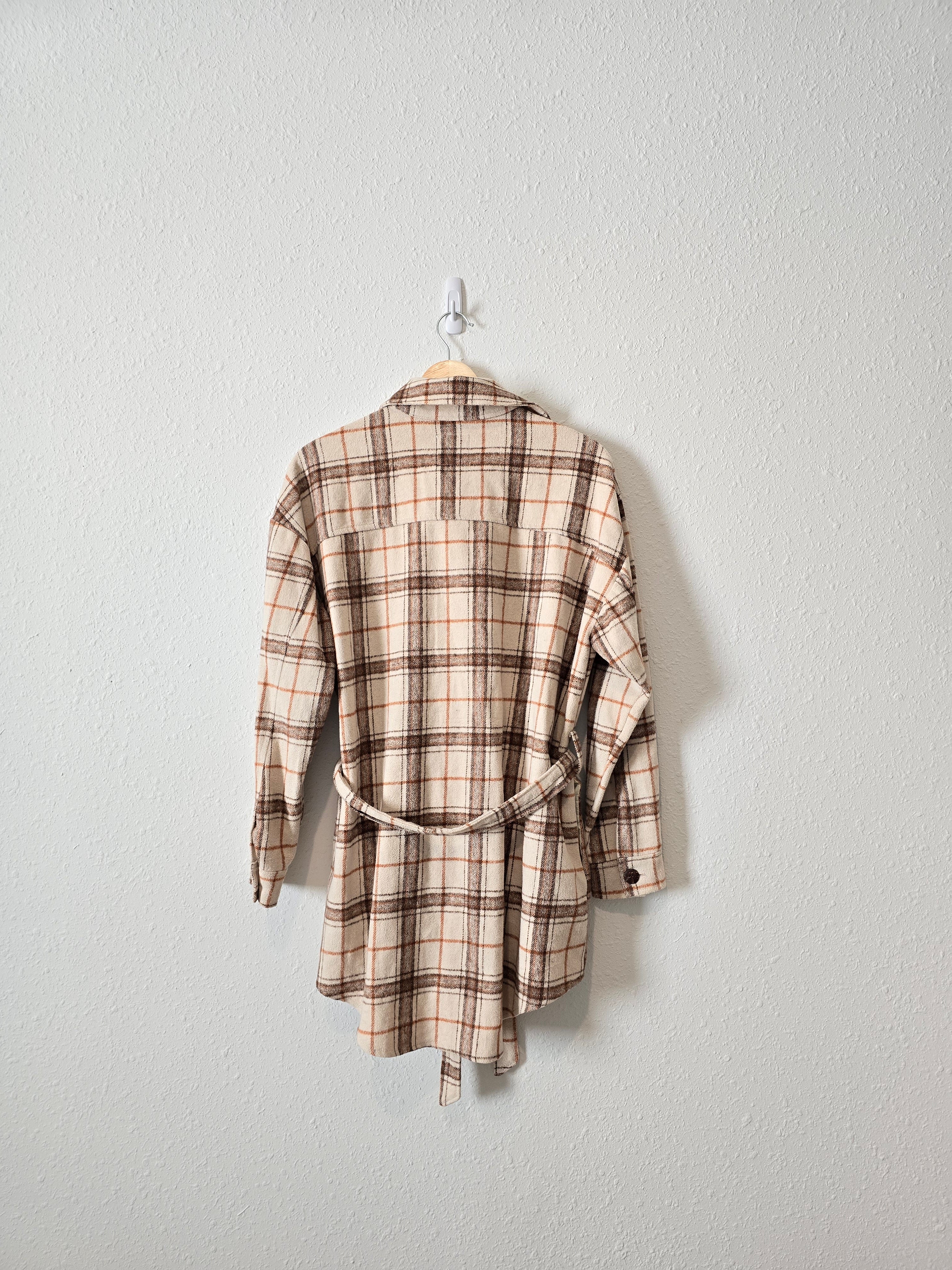 Oat Plaid Button Up Shacket (S)