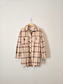 Oat Plaid Button Up Shacket (S)